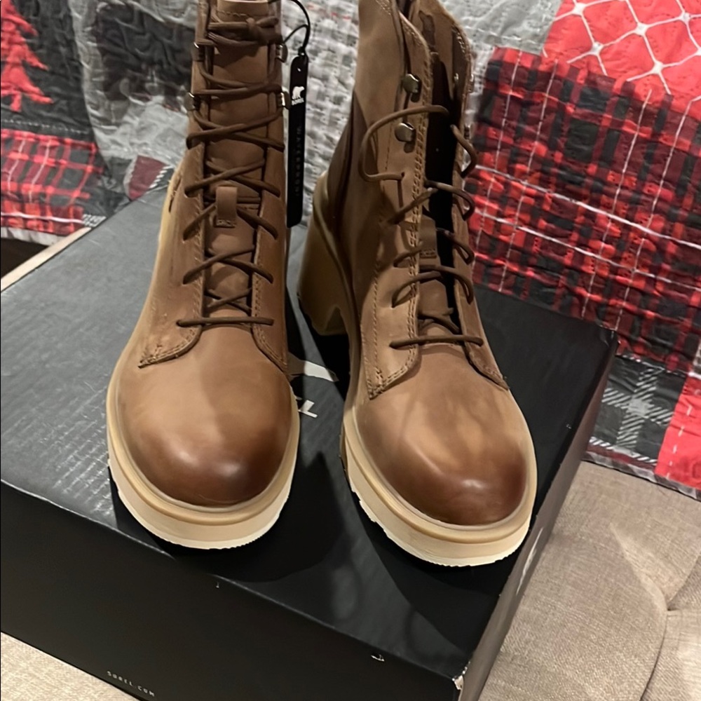 Sorel Women's Combat Boots in Brown and Cream